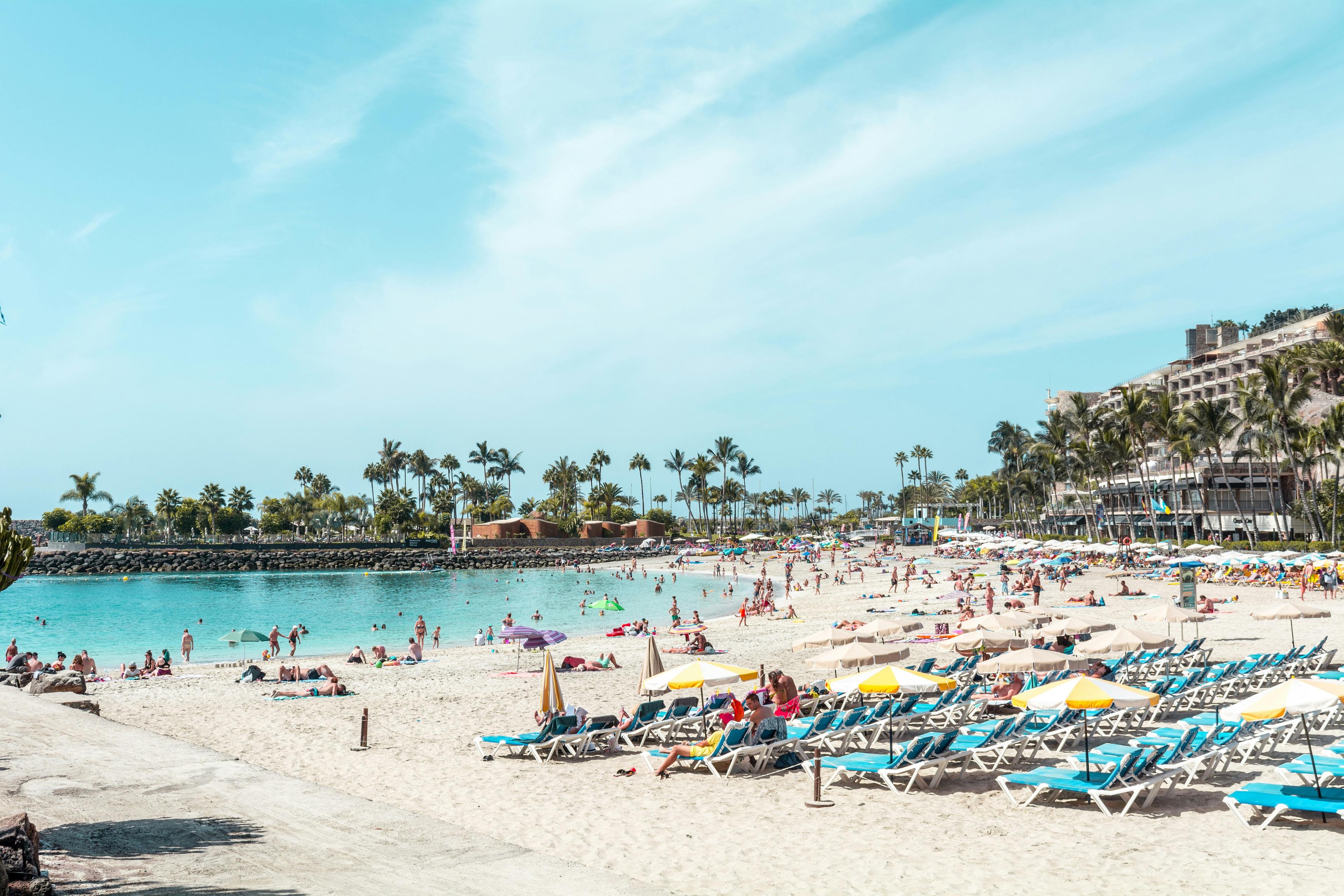 People on a beach in the Canary Islands