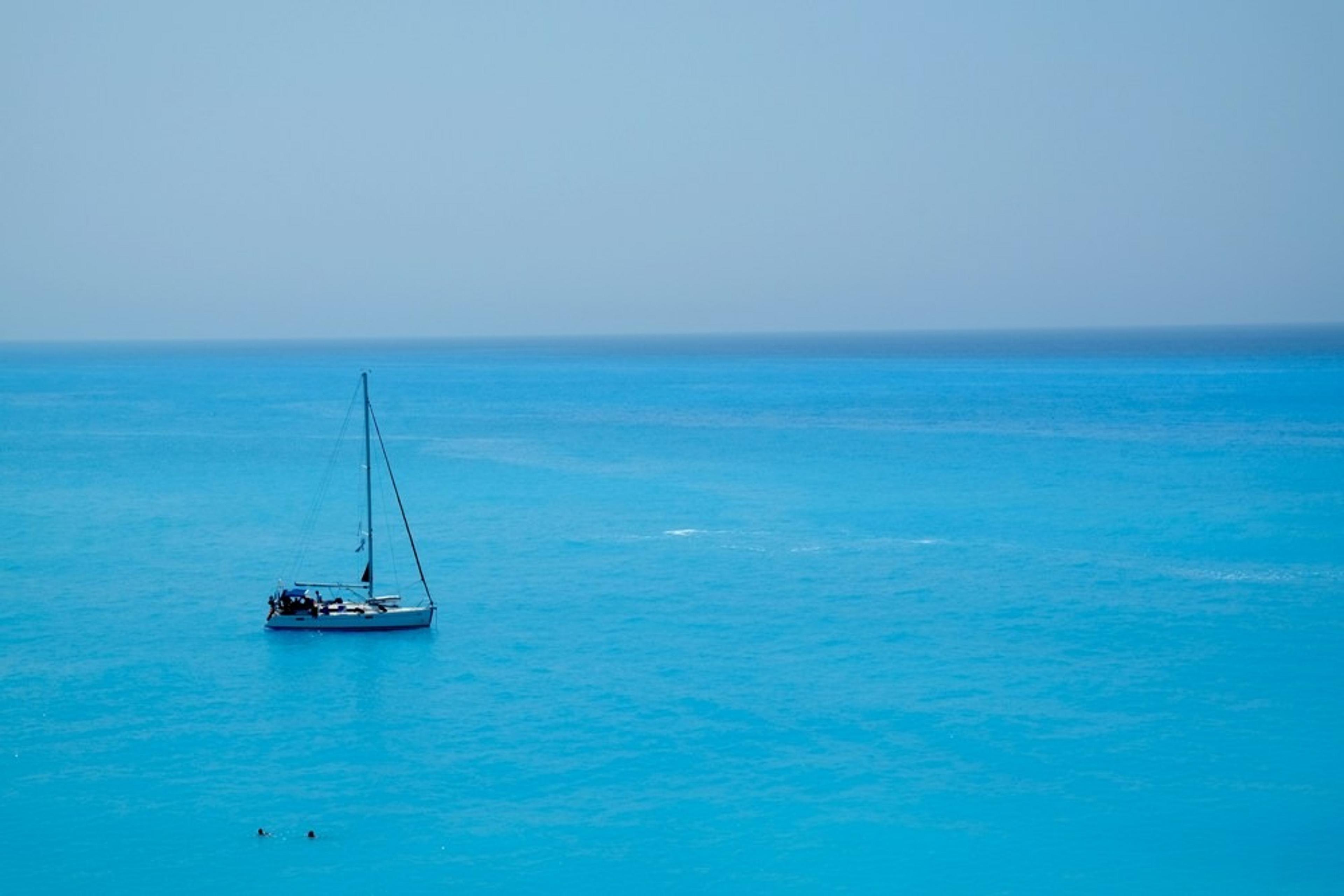 Sailing yacht on blue seas