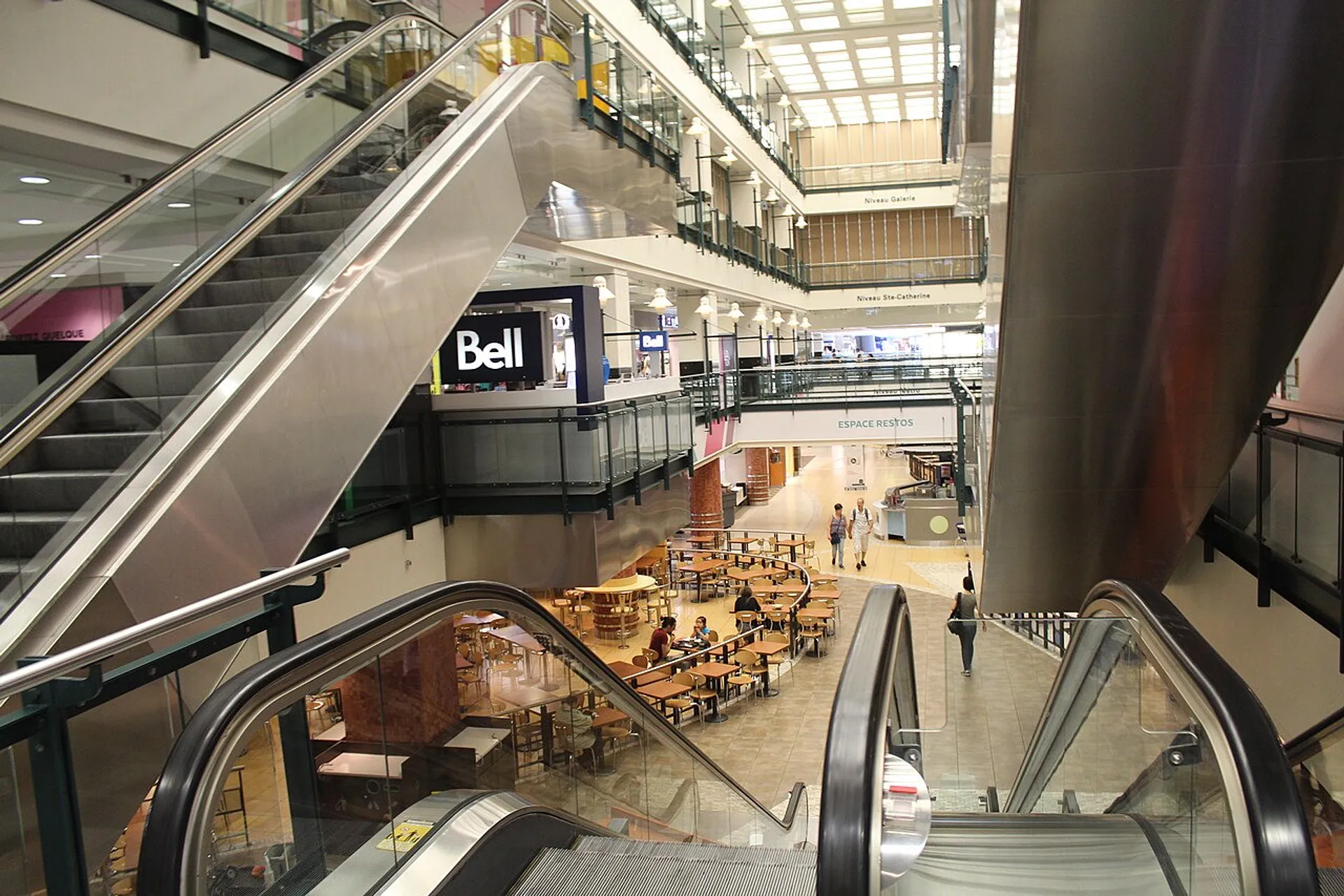An indoor view of Complexe Desjardins shopping center in Montreal.