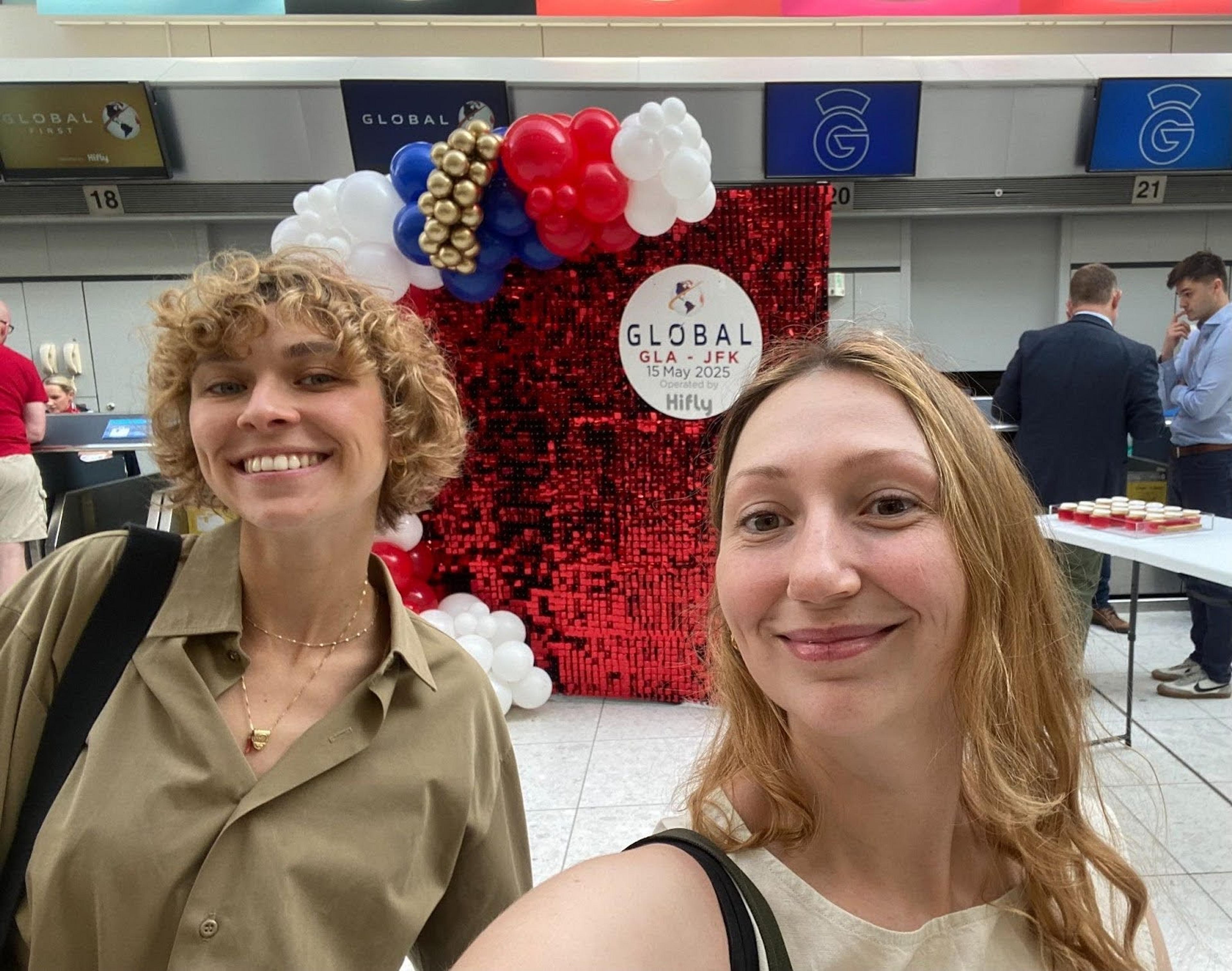 Fran & Lauren at Glasgow Airport Global Airlines launch