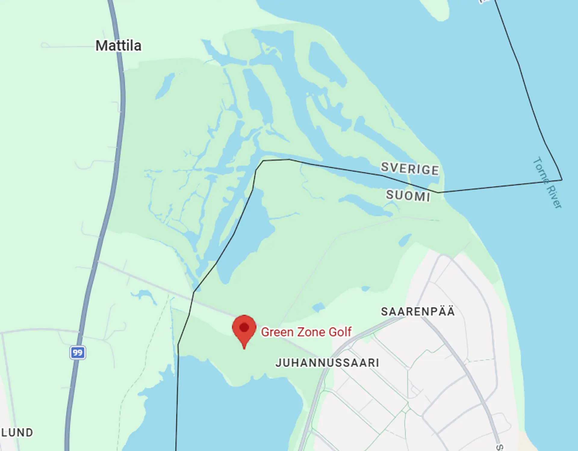 Green Zone Golf is located near the Tornio River at the border between Sweden and Finland.