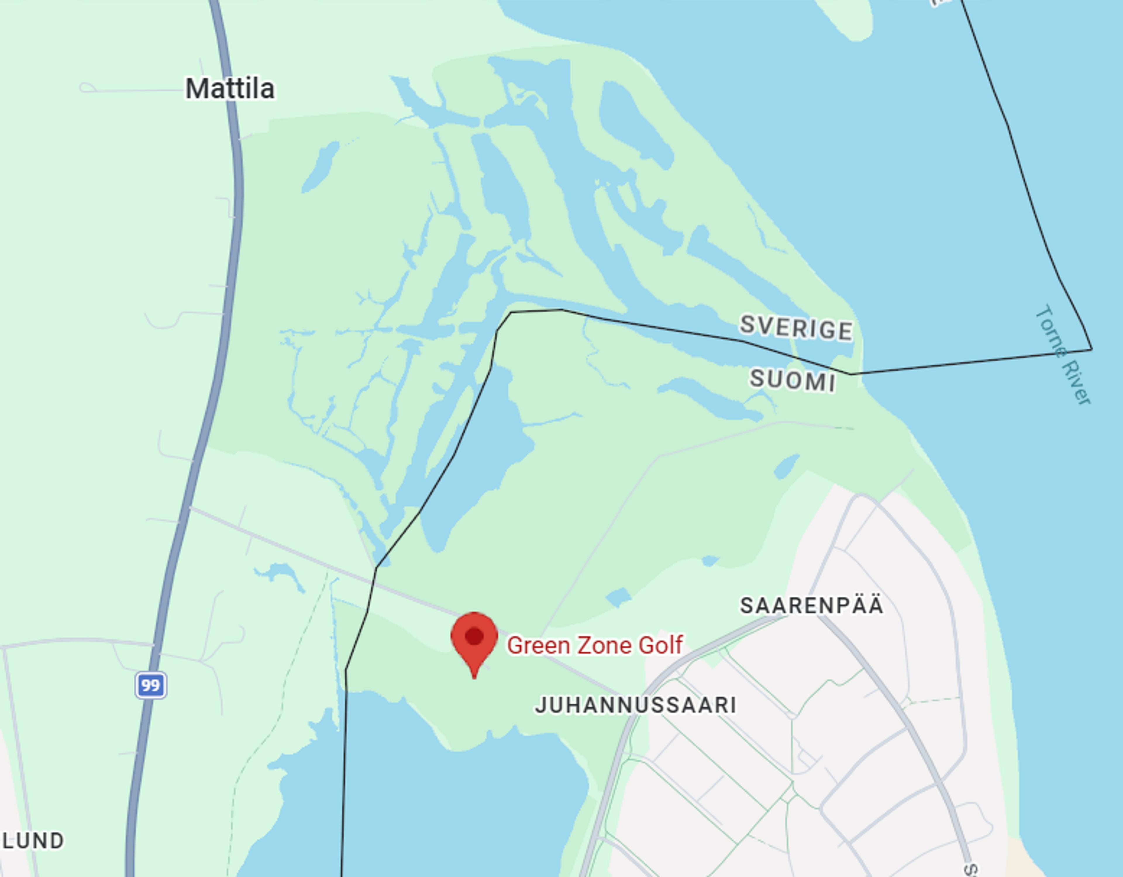 Green Zone Golf is located near the Tornio River at the border between Sweden and Finland.
