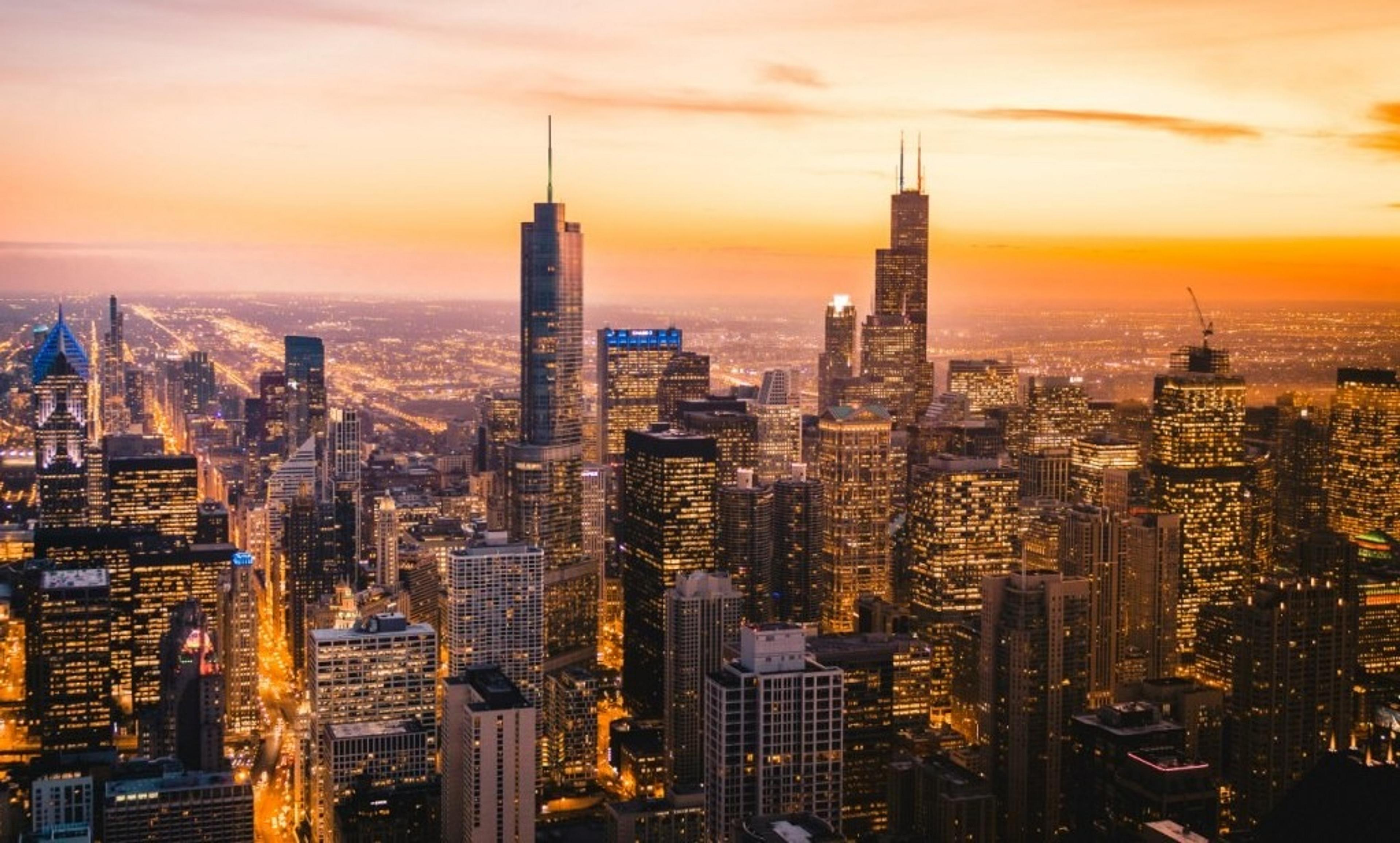 Chicago skyline at night