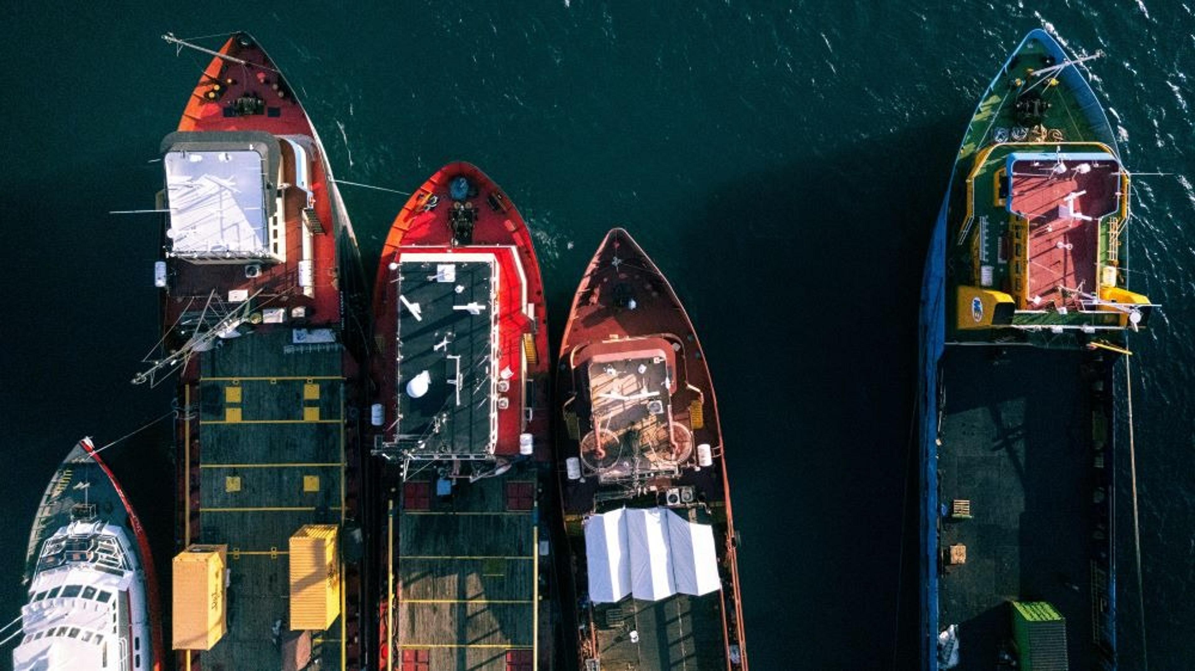 Cargo ships birds eye view