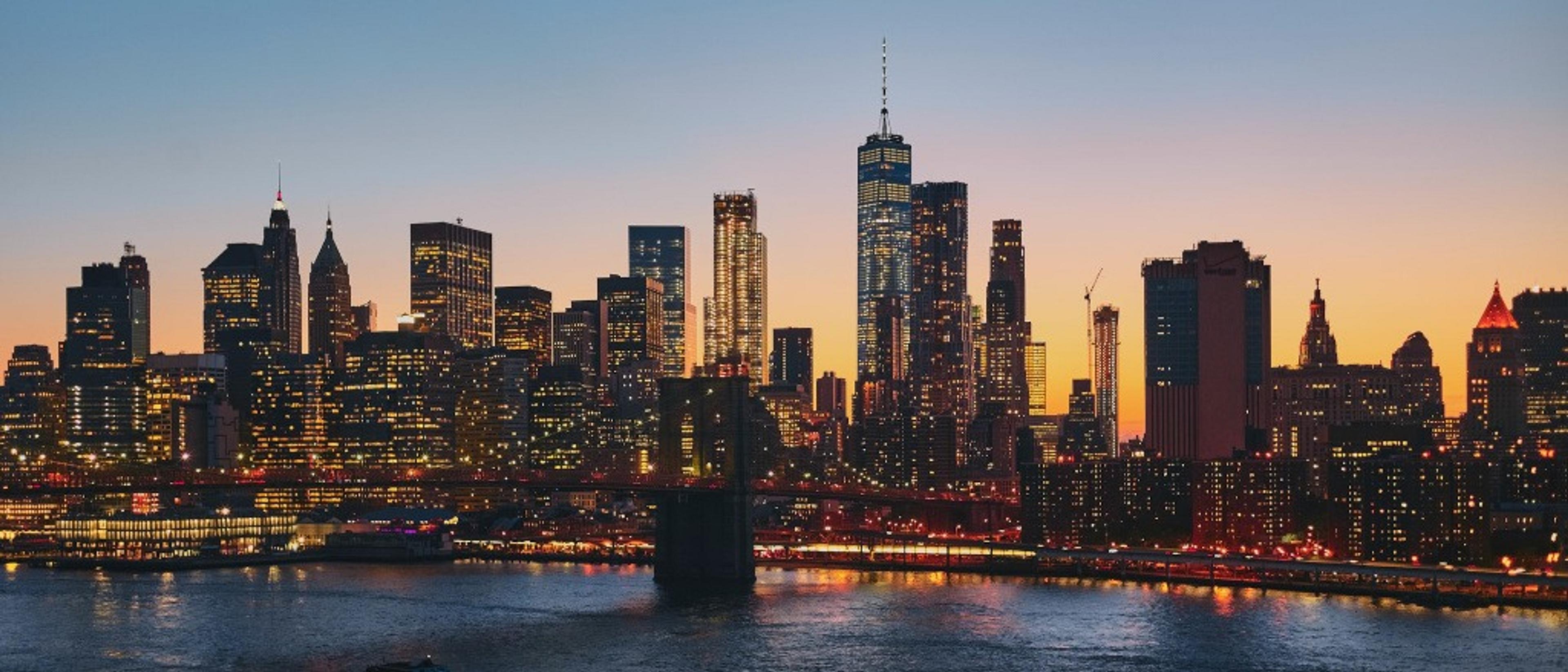 New York skyline at dusk